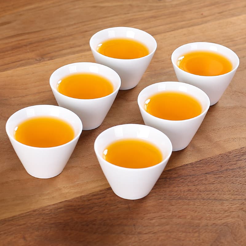 White Porcelain Tea Cup Set of 6 - Small Cups for Tea, Wine, Gifts, Company Tea Set, Dehua White Porcelain