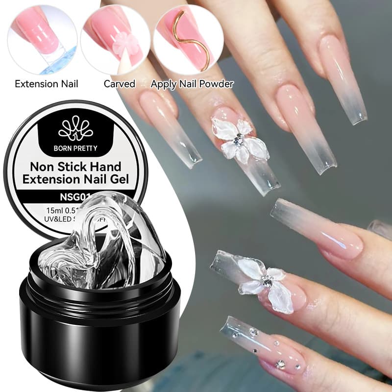 BORN PRETTY Nail Extension Gel No-Touch Formula, Hand-Moldable Carving Gel for Nail Art, Shapeable UV Gel