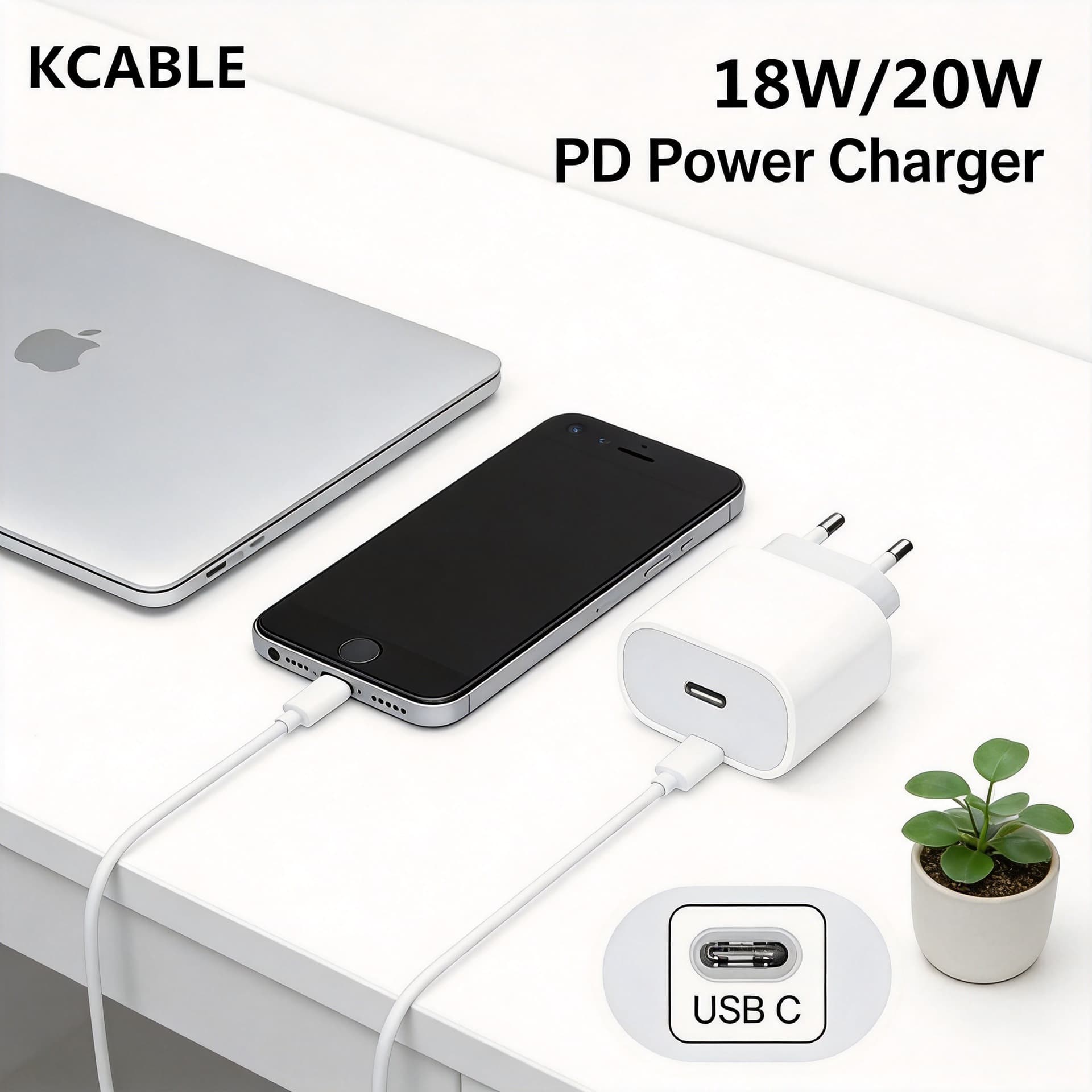 Suitable for Apple mobile phone 20W fast charging data cable typec to iphone European standard charger PD20W charging head