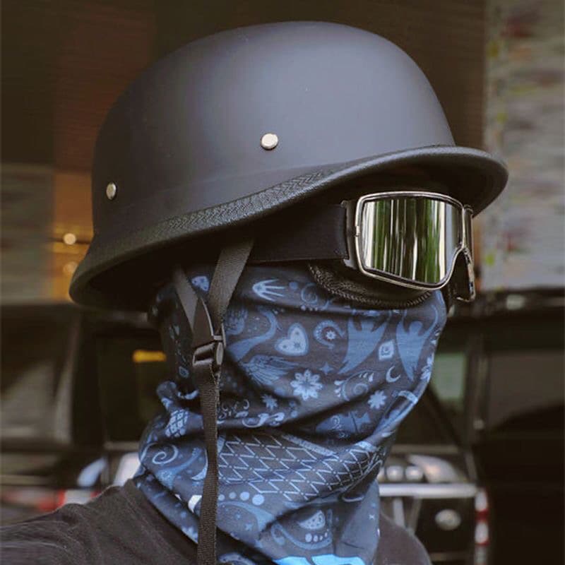 Certified Retro Motorcycle Helmet Half Helmet Skull Cap German Style Steel Helmet Cruiser Half Helmet Cross-Border