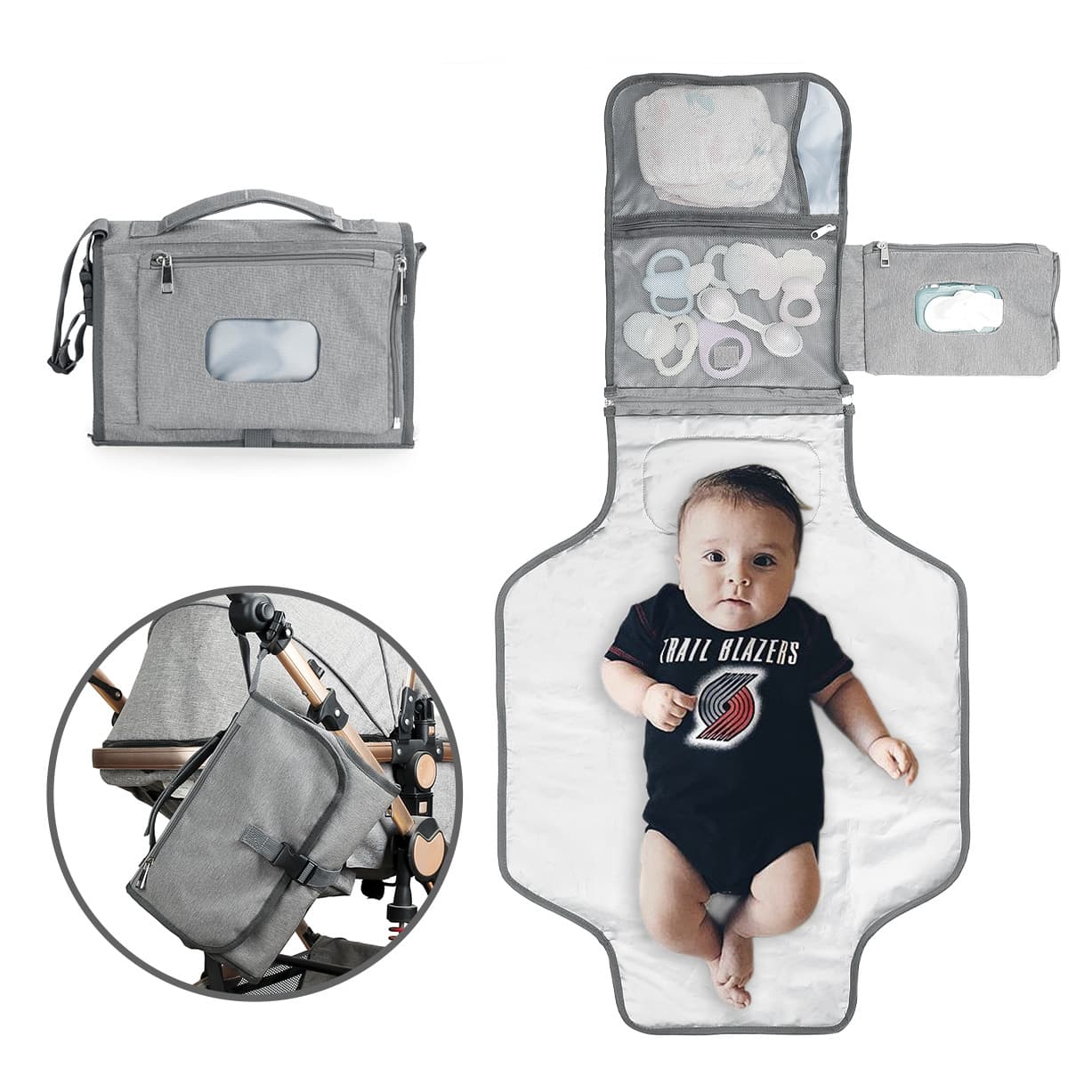 New Portable Waterproof Changing Pad, Multifunctional Stroller Bag, Foldable Diaper Changing Mat