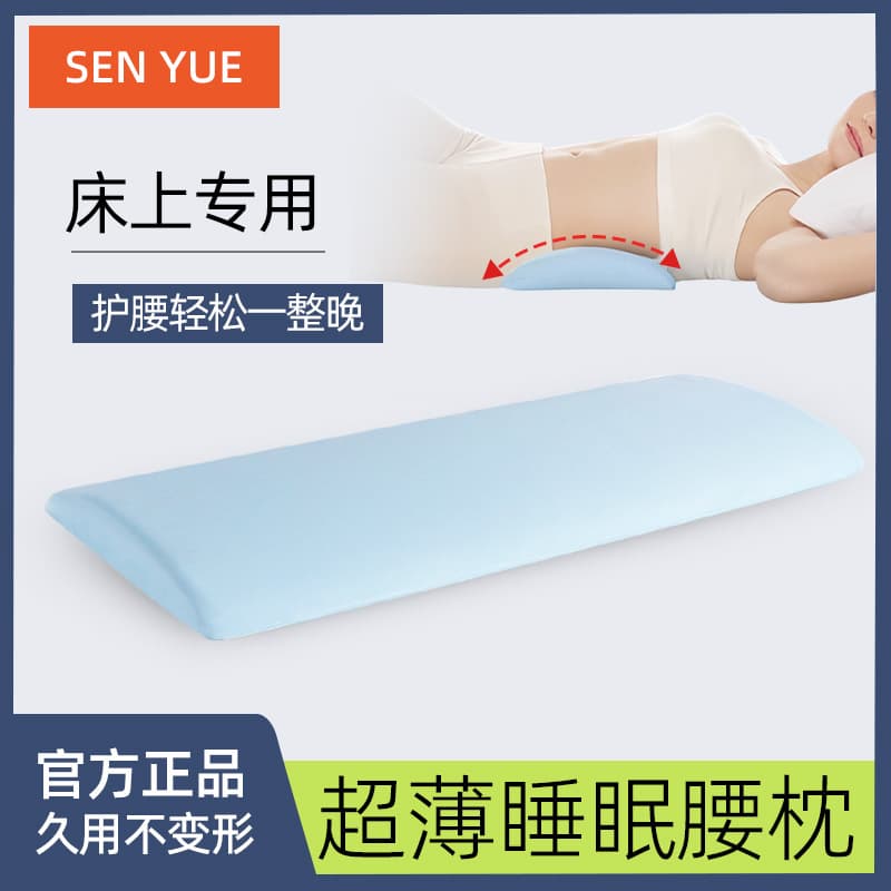 Lumbar Support Cushion Pillow for Sleeping, Ultra-Thin Back Support Pad for Bed