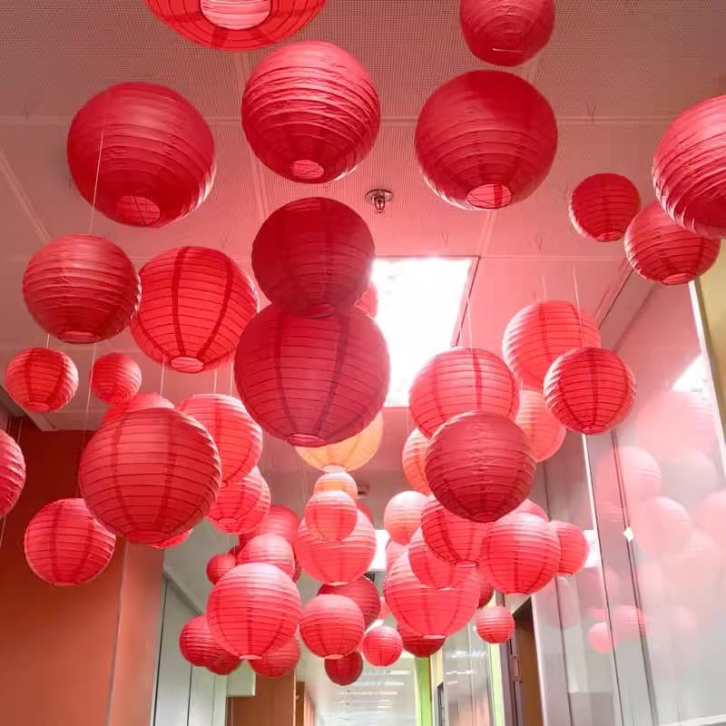 Marriage Red Paper Lanterns Round Chinese Wedding Decoration Lanterns, Festive Wedding Room Setup Props, Red Lantern Wholesale