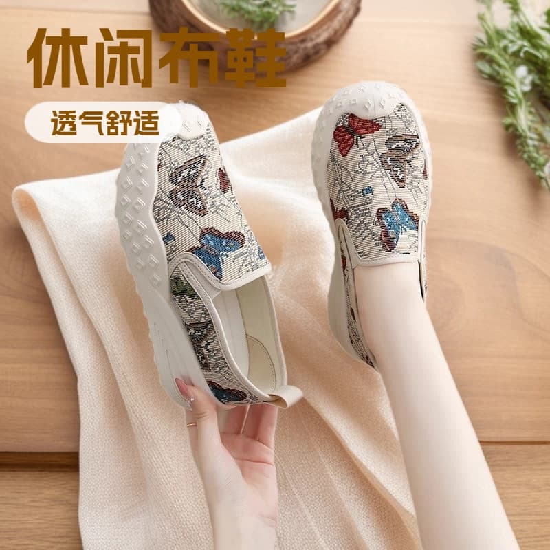 Spring and Summer Casual Fashion Fisherman Shoes for Women, Elevated Thick Sole, Daily Versatile Breathable Canvas Slip-On Loafer Shoes