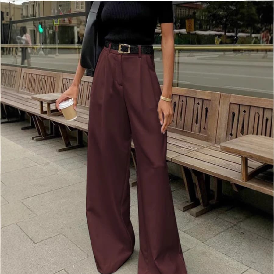 European and American Cross-border White Commuter Style Suit Pants for Women, Fashionable and Versatile High-Waist Casual Pants, Loose and Simple Floor-Length Trousers