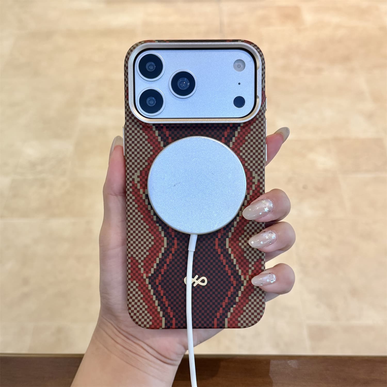 Compatible with Apple 17 Pro Max Magnetic Phone Case, Tianshu Scepter Kevlar Texture, iPhone 16 Pro Protective Case