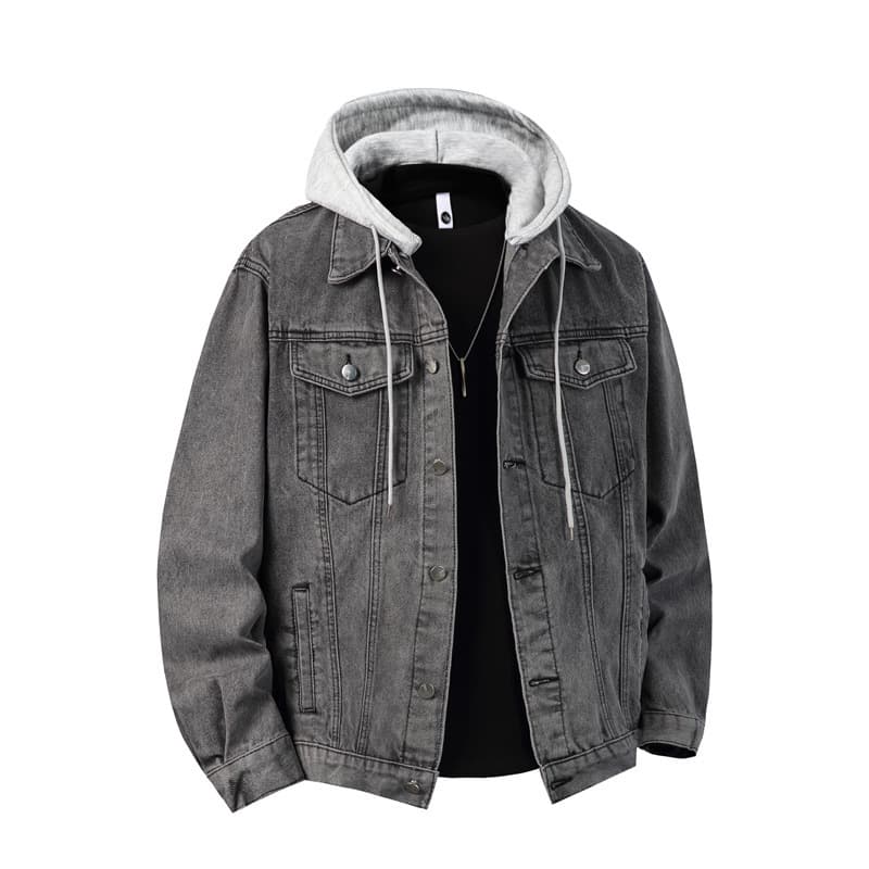 Cross-border Trade AliExpress Amazon Plus Size Men's Hooded Detachable Denim Loose Fit Jacket Versatile Denim Coat
