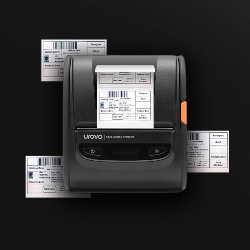 urovo K329 portable barcode printer 72mm wide thermal label printer express machine