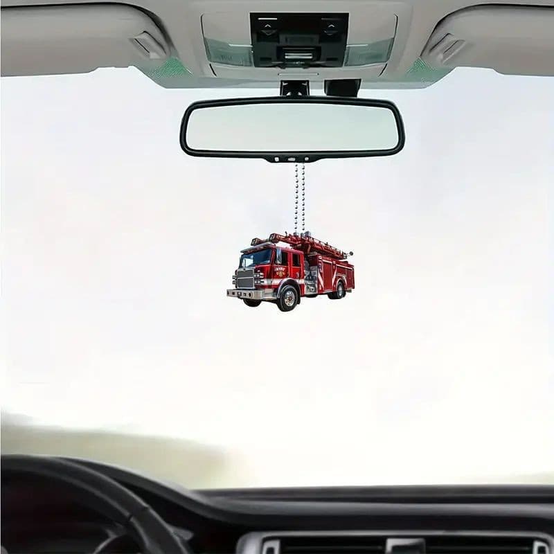 Cross-border firefighter Christmas decoration tree decoration acrylic flat car pendant