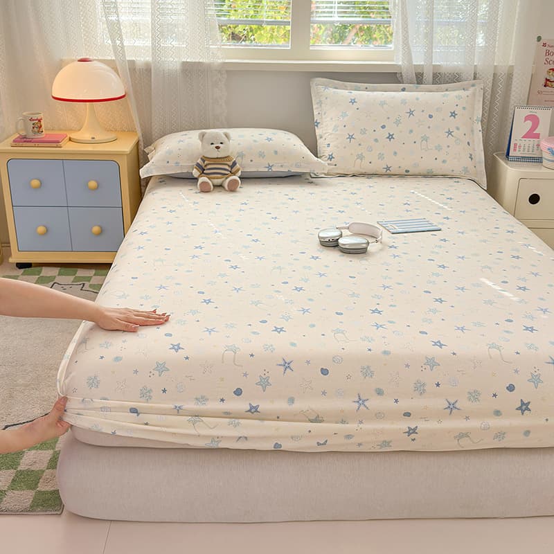 Class A Xinjiang Cotton Reactive Print Fitted Sheet Single Piece Kids Cartoon Bed Cover Mattress Protector Sheet 3-Piece Set