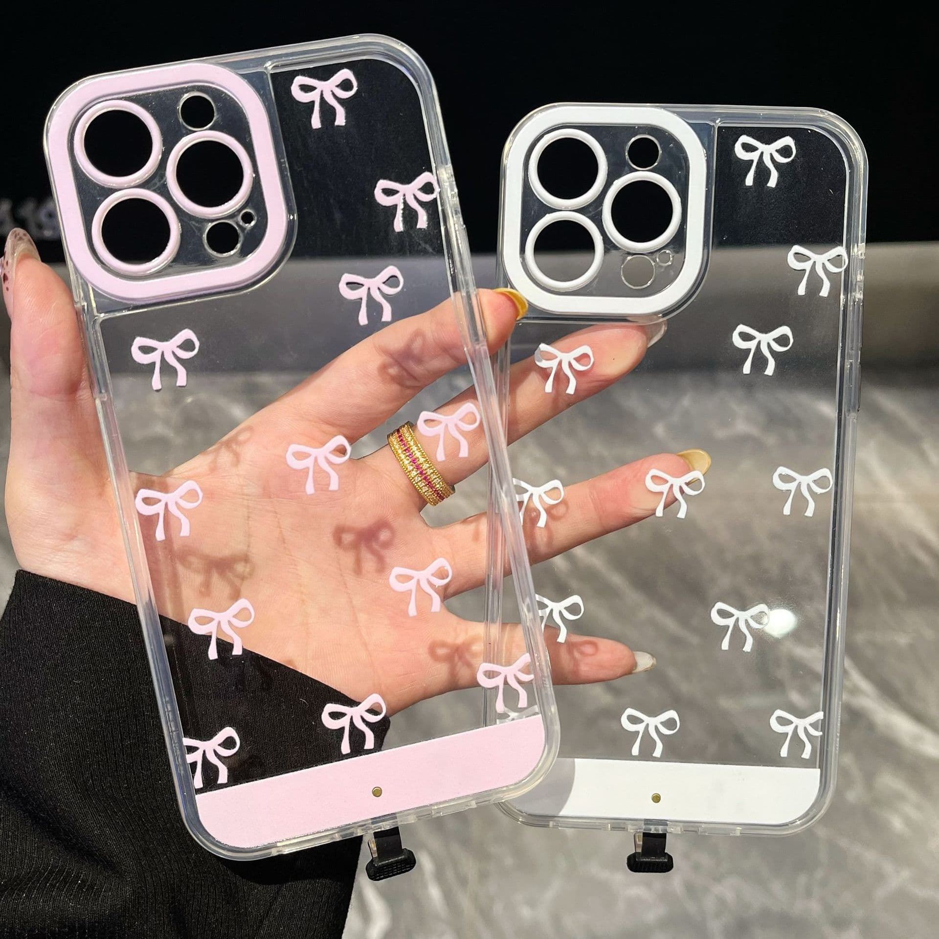 Call Flash Compatible with iPhone 17 Pro Max Pink White Bow 14 Phone Case Apple 16 High Transparency Protective Cover 15