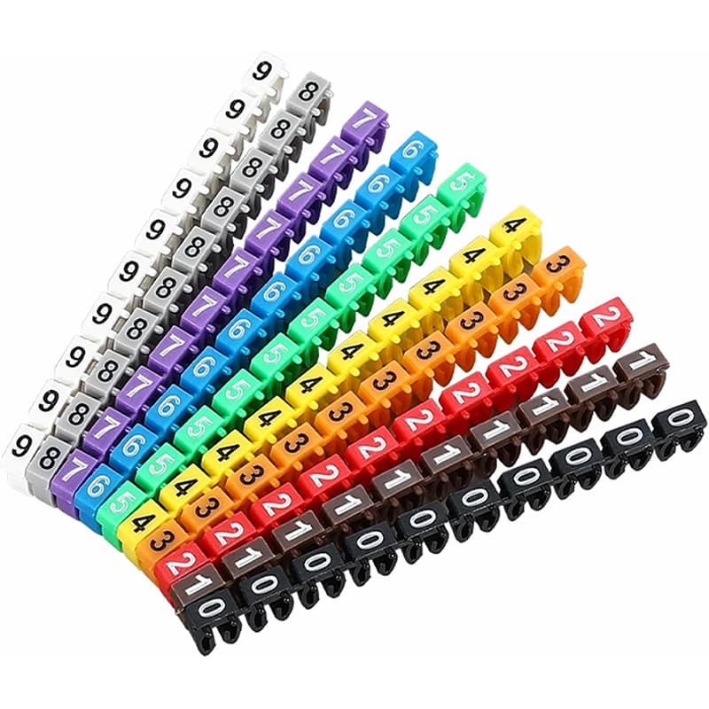 Clip-on marker M-type snap-on colored number sleeves, open-style cable markers