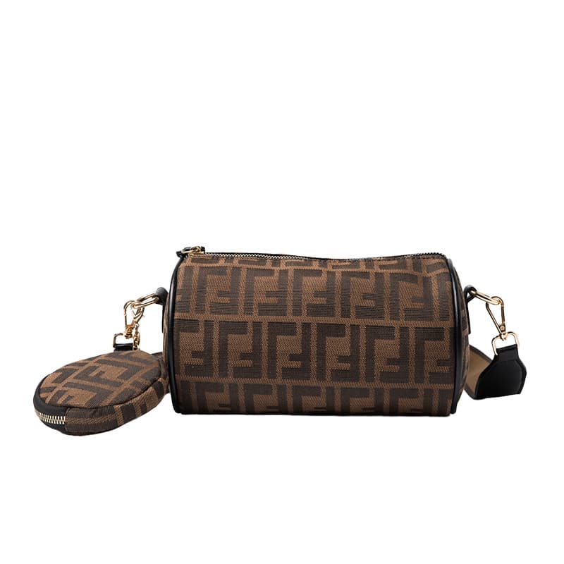 Canvas Round Cylinder Bag for Women 2026 New Fashion Retro Printed Boston Bag, Shoulder Crossbody Pillow Bag