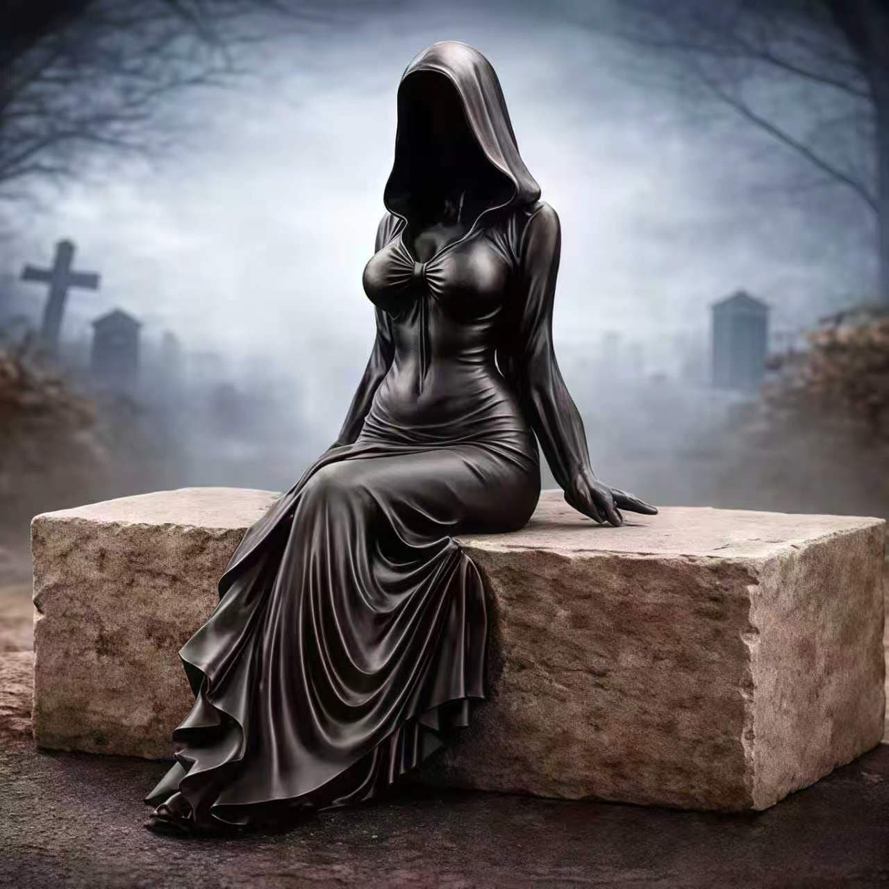 New Cross-border Gothic Dark Fantasy Figure Halloween Sitting Ornament