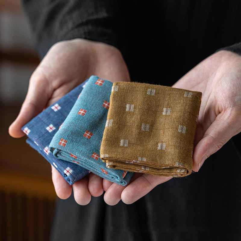 Water Absorbent Cotton Linen Tea Towel Japanese Style Fresh Clean Square Tea Towel Tea Ceremony Accessory Simple Tea Tablecloth