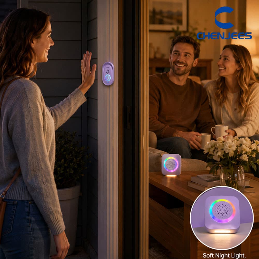 CHENJEES pet owner home induction doorbell sensitive infrared waving doorbell plug-in colorful light doorbell