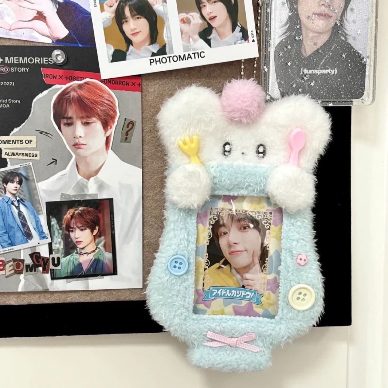 Cute Smoothie Puppy Plush Card Holder 3-inch One-Grid Girl’s Star-Chasing Polaroid Card Storage Bag Pendant