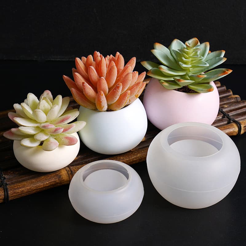 Round Flower Pot Plaster Mold, Round Storage Box, Succulent Plant Pot Plaster Cement Cup Silicone Mold