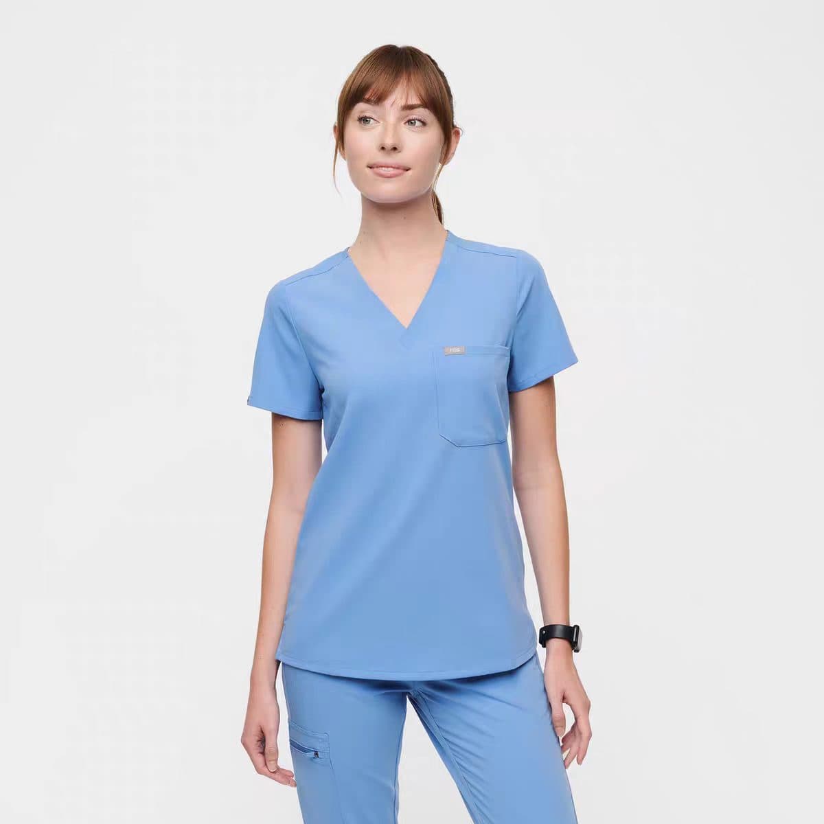 Cross-border doctor suit v-neck work clothes medical short-sleeved hand washing clothes quick-drying elastic nurse clothes processing and customization