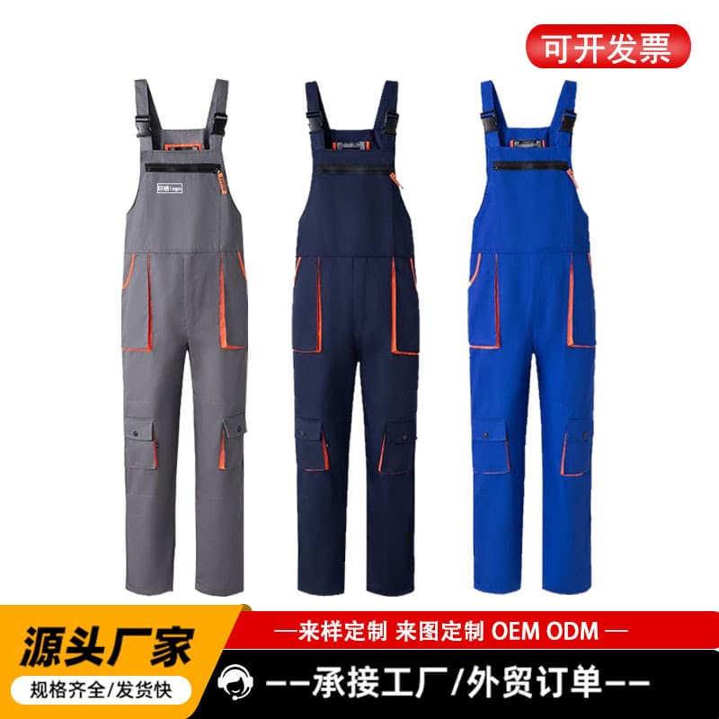 Custom Overalls with Bib and Brace, Auto Repair and Installation Multi-Pocket Bib Work Pants, Foreign Trade Custom