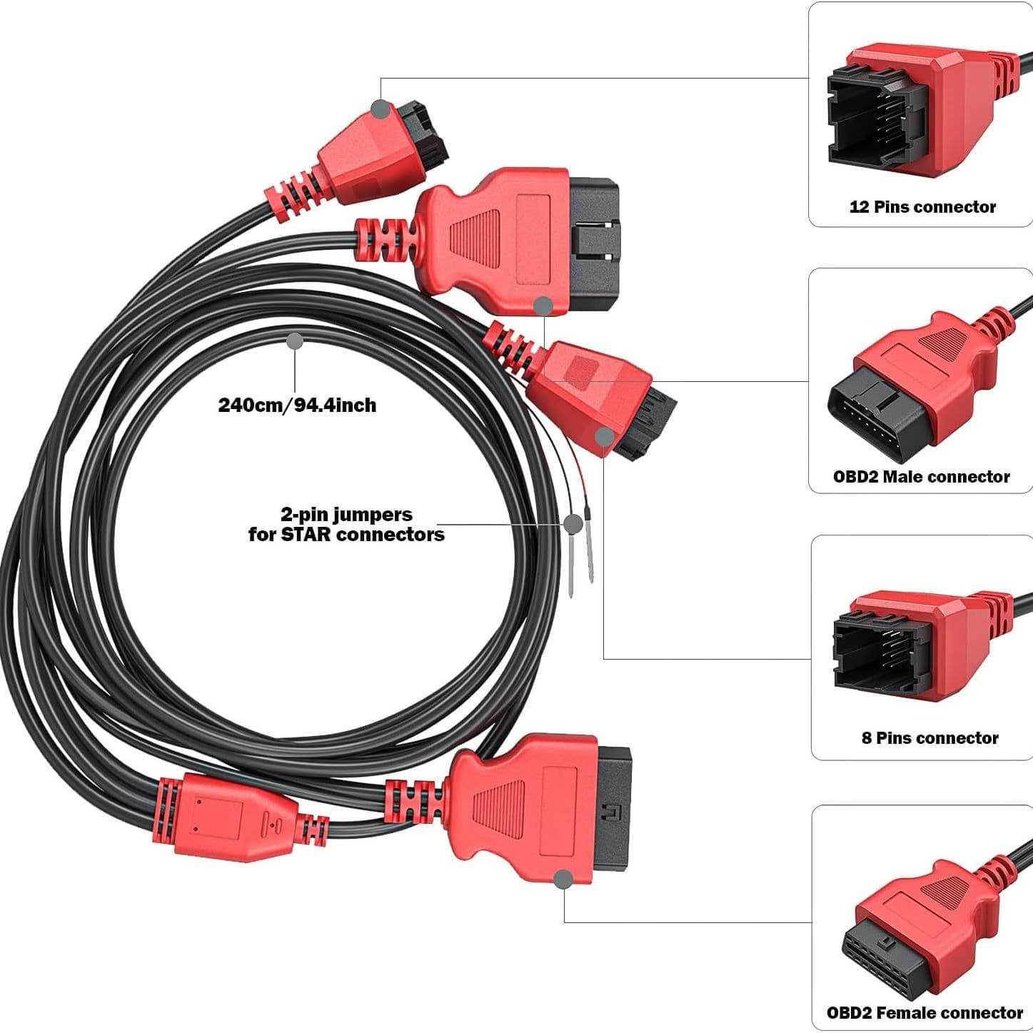 XTOOL Original OBD2 12+8 Adapter for Chrysler, Upgraded Version IP616, etc.