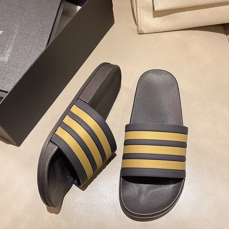 2026 Three-Stripe Slippers Men's New Outdoor Plus Size Indoor Home Bathroom Beach Anti-Slip PVC Slippers