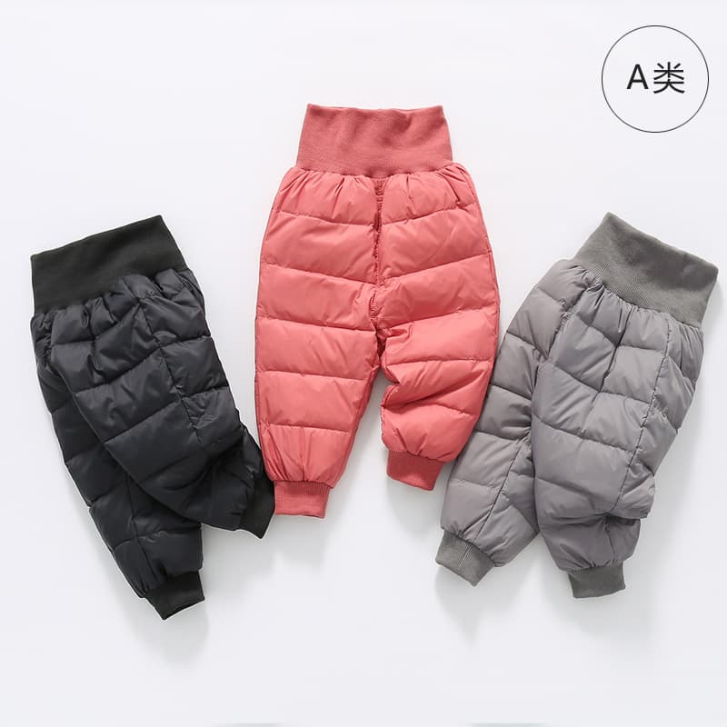 2024 New Baby Down Pants, Unisex Children's Outer Wear Long Pants, Winter Thickened Trousers, Infant High-Waisted Belly Protection
