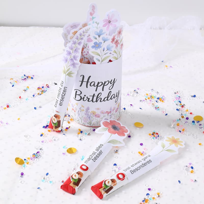 Best-selling Wildflower Theme Chocolate Decoration Bag Birthday Party Setup DIY Candle Paper Card Handmade Greeting Message