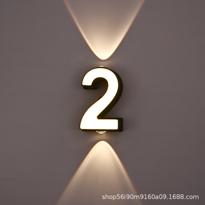 Outdoor Digital Letter Wall Light Modern Waterproof Exterior Wall Courtyard Light Indoor Outdoor Balcony Corridor Moisture-Proof Lamp