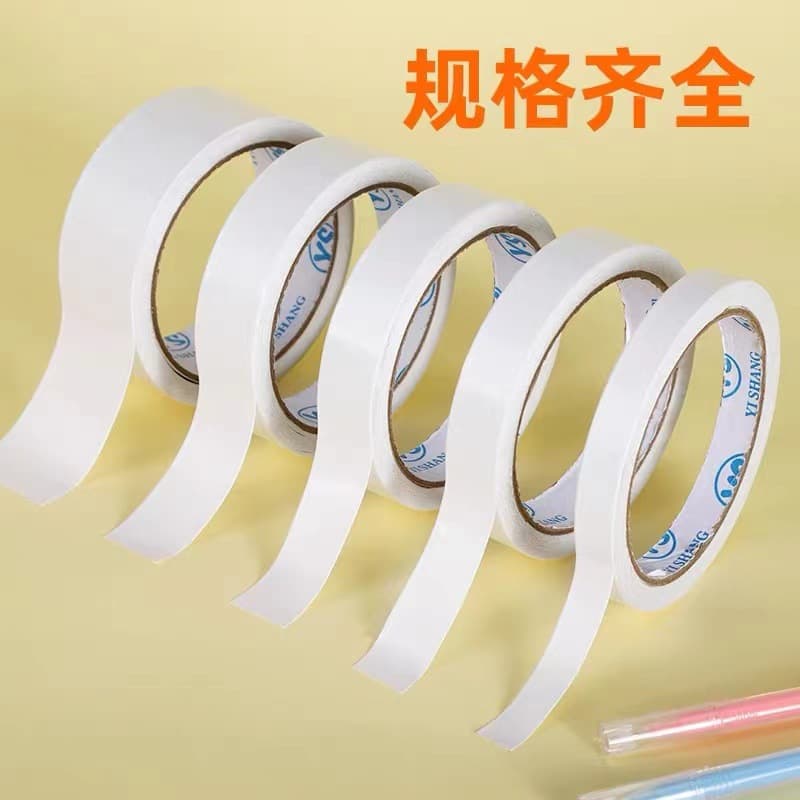 Small Core Double-Sided Tape, Strong White Small Roll Two-Sided Adhesive, Office Easy-Tear Small Tube Hot Melt Double-Sided Tape
