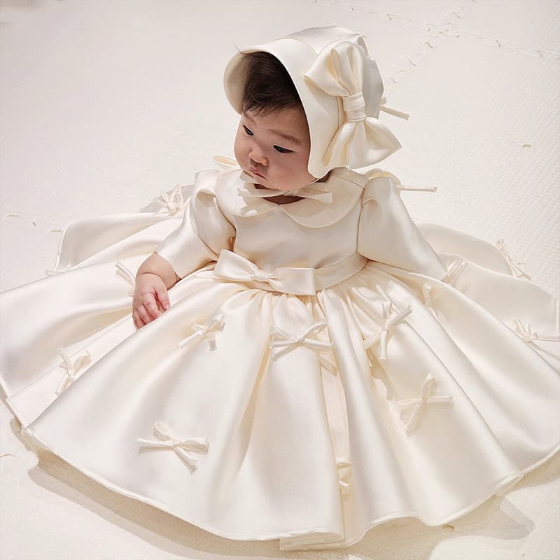 Baby Girl's First Birthday Dress, Spring High-End Girl's Birthday Dress, Light Luxury Niche Children's Puffy Princess Dress, Flower Girl Dress