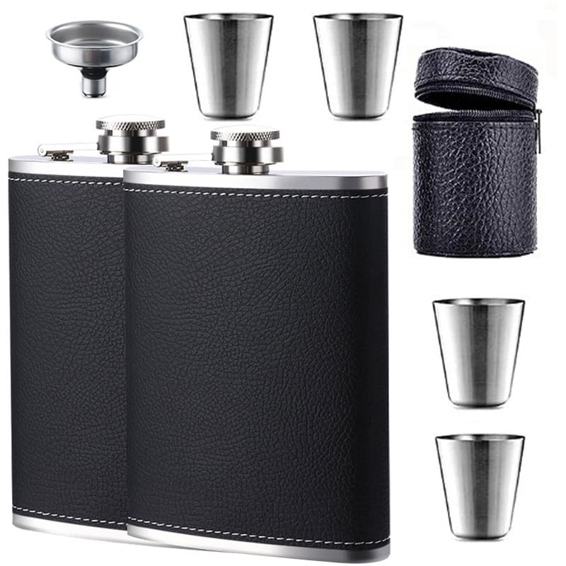 Stainless steel flasks, portable outdoor flat liquor bottles for cross-border supply, portable flasks