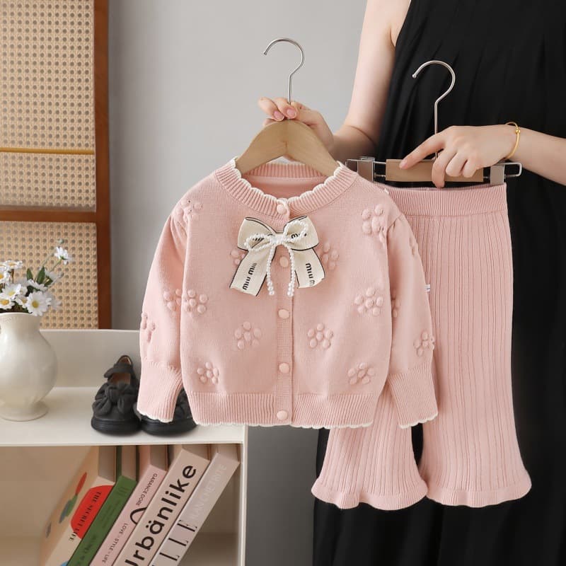 Children's Sweater and Pants Set 2025 Autumn New Style Little Girl Sweet Two-Piece Knitwear