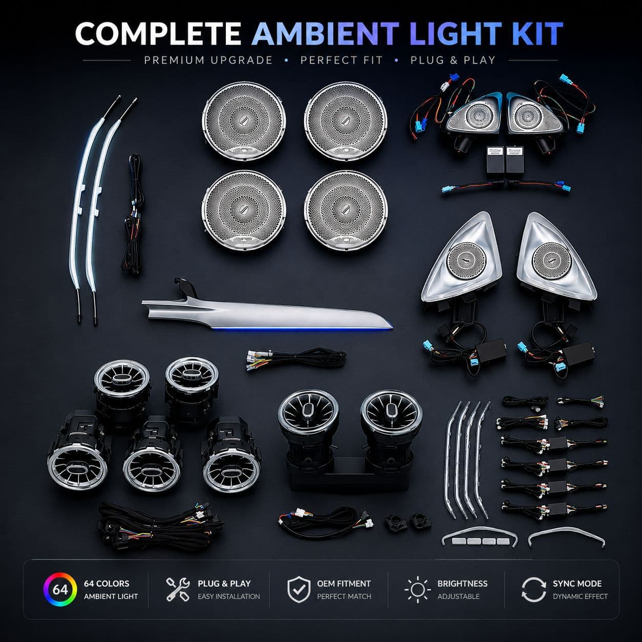 Mercedes C-Class W205 / GLC X253 Ambient Light Glowing Vents C180 C200L C260L C