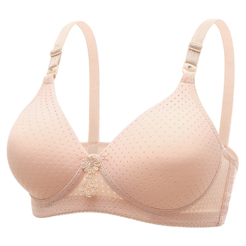 Spring/Summer Mother's Bra, Wire-Free, Plus Size, Thin, Push-Up, Anti-Sagging, Breathable Mesh, Middle-Aged and Elderly Women's Bra