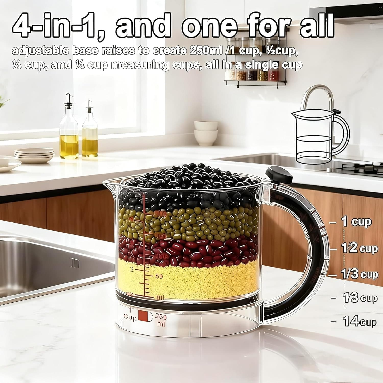 Amazon 4-in-1 Adjustable Measuring Cup Portable