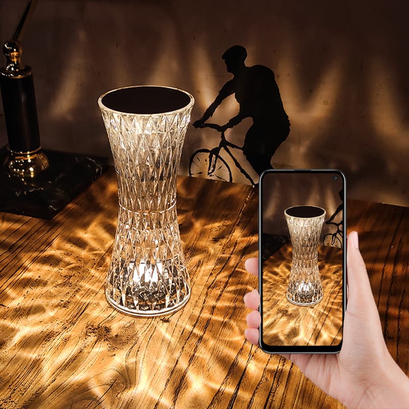 Decorative table lamp with eye protection, slim waist design, popular crystal ambiance, creative induction remote control night light for bedside.