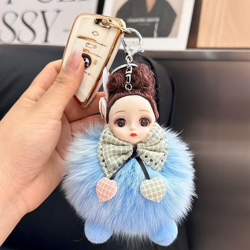 Korean Personalized Creative Big-Eyed Cute Doll Keychain Plush Toy Ins-Style Female Plush Ball Backpack Pendant Decoration