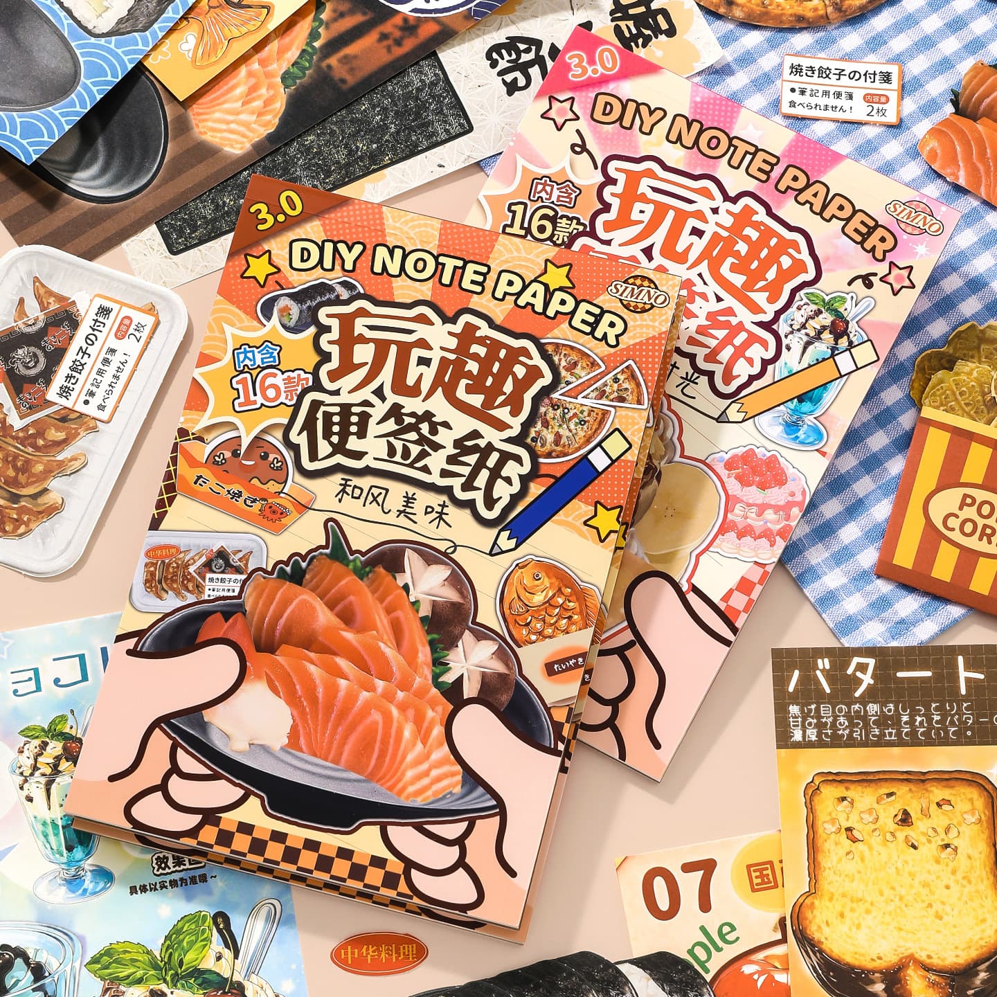 Xinmo Fun Note Paper Japanese Simulated Food Shape DIY Handmade Material Paper Gourmet Dessert Notes