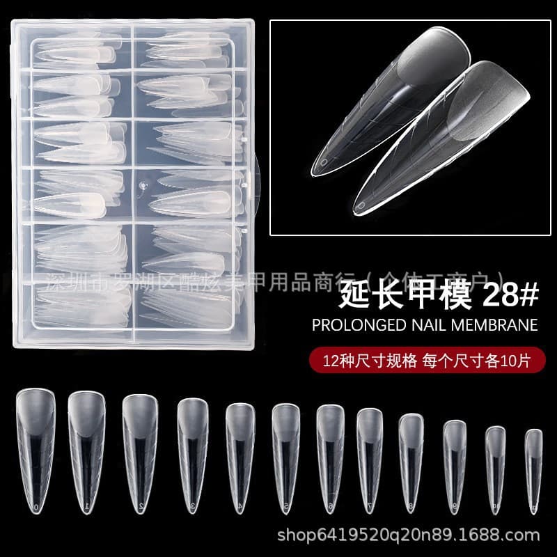120-Piece Box of Nail Tips, Crystal Nail Extension Molds with Scale, Paperless Mold Extension Gel Nail Mold 25#