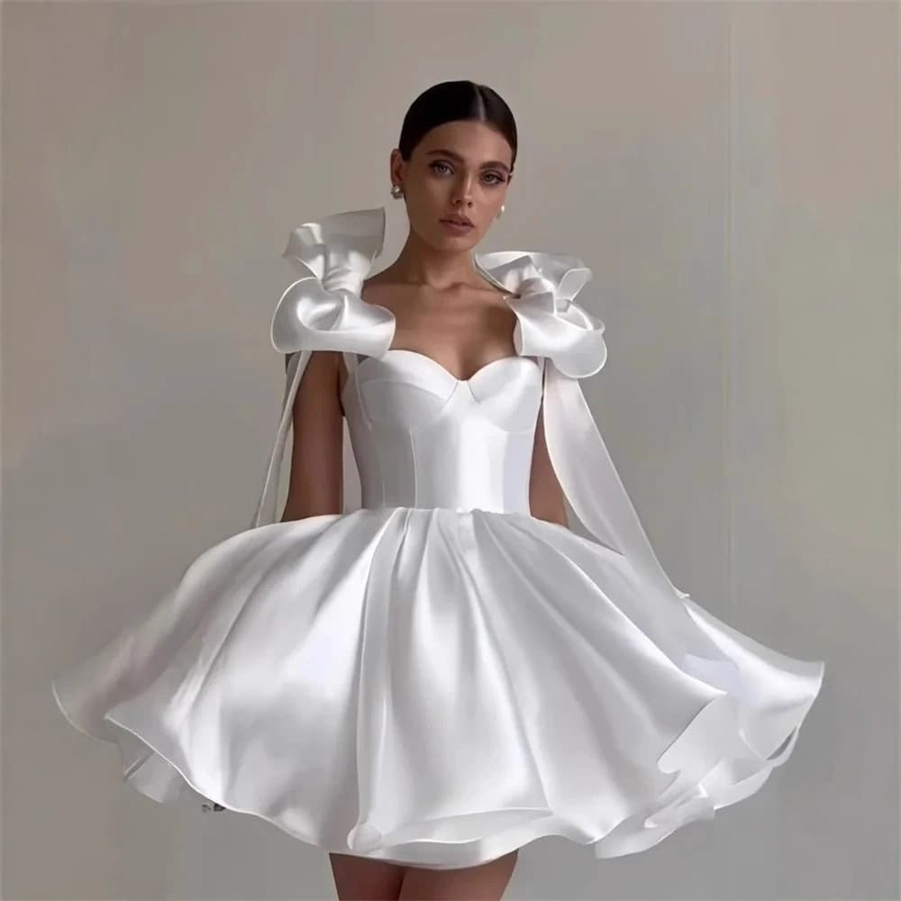 Cross-Border AliExpress Bow Design Strapless Mini Dress Birthday Party Short Dress Niche Elegant Gown