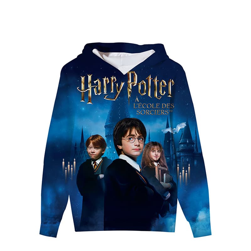 Harry Potter hoodie pullover fleece-lined autumn/winter movie merchandise top with 3D digital print.