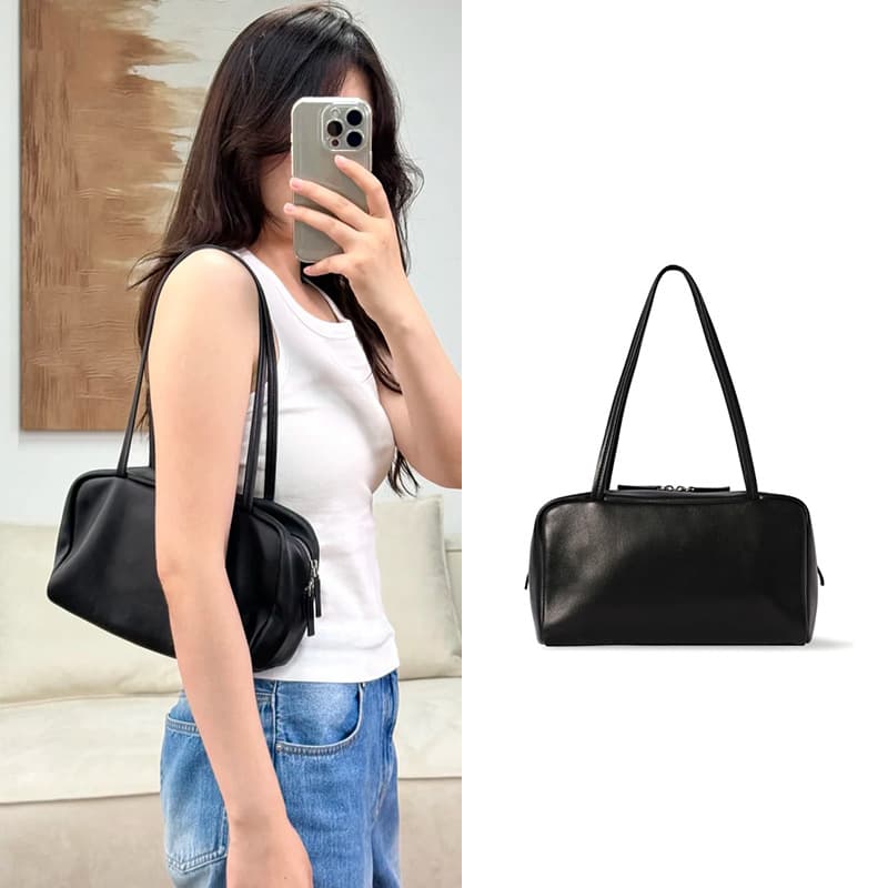 th*row Sheepskin Astra Small Bowling Bag Premium Versatile Handbag Underarm Bag Niche Boston Bag