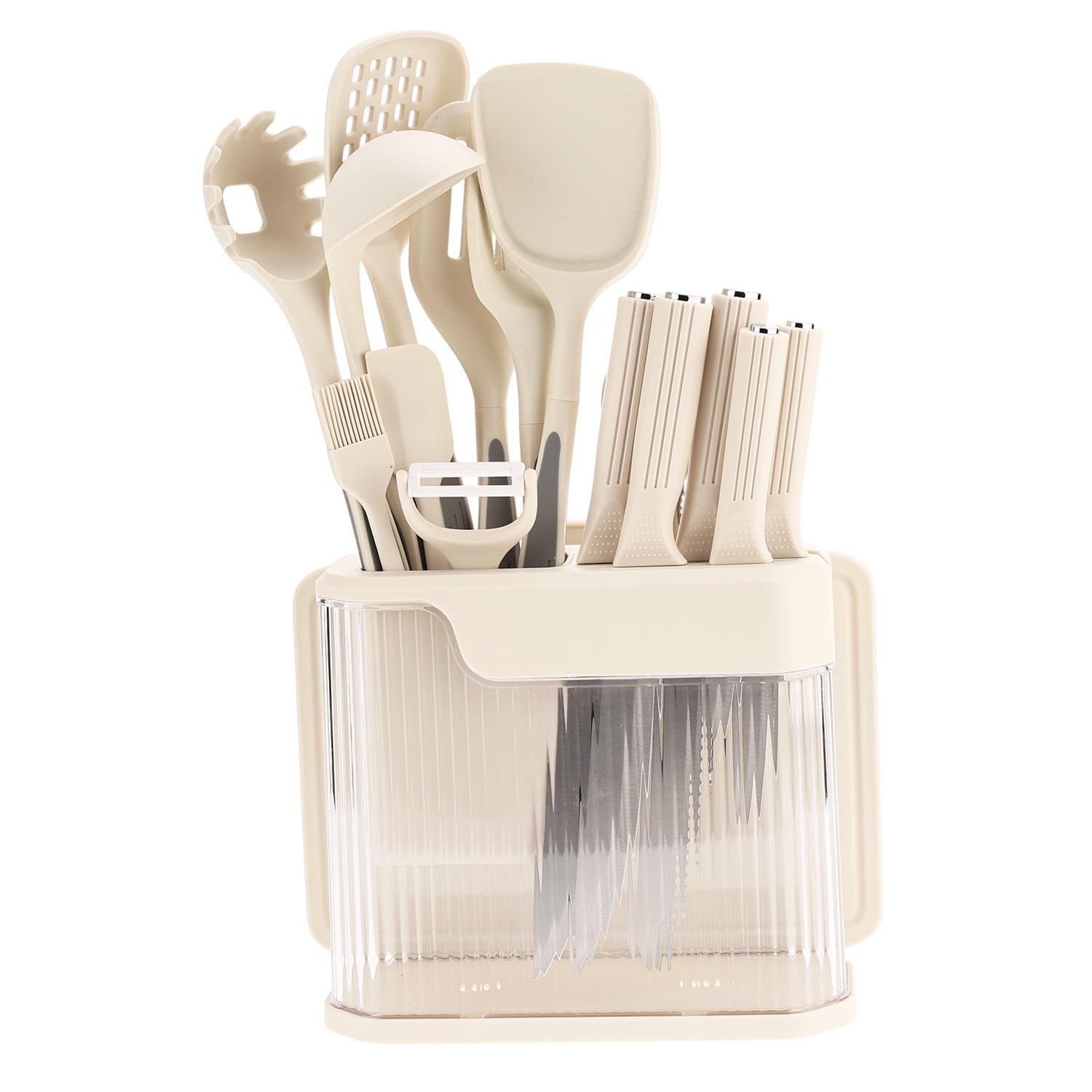 New Silicone Kitchen Utensils 17-Piece Set, Non-Stick Knife Silicone Spatula Spoon Storage Rack Cooking Utensil Set