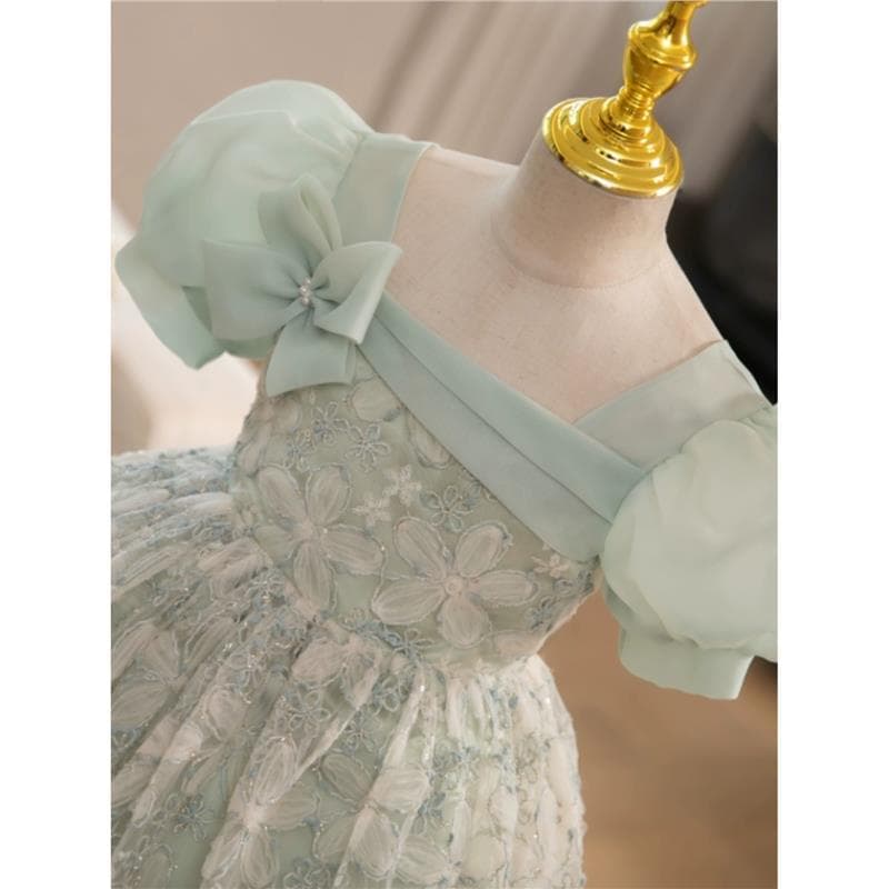 White Girl Elegant High-End Princess Dress Gown Hostess Little Girl Children