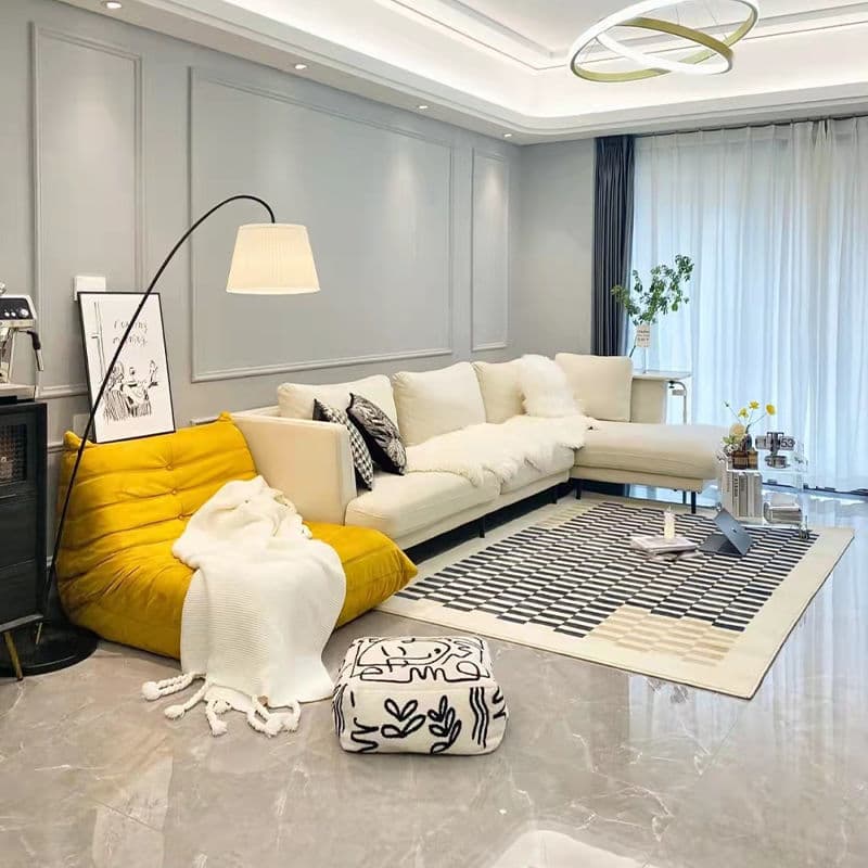 Modern Simple Imitation Cashmere Floor Mat Contrast Color Checkerboard Household Living Room Carpet Large Area Sofa Bedroom Bedside Blanket