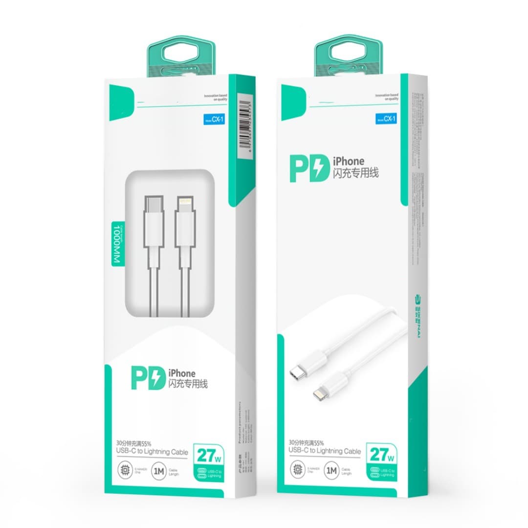 CX-1 Apple PD 27W Fast Charging Cable Compatible with iPhone 13 Pro Max/14/X/8P Quick Charge