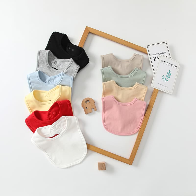 Baby saliva napkin solid color newborn cotton supplies baby bib complementary food anti-vomiting bib rice pocket