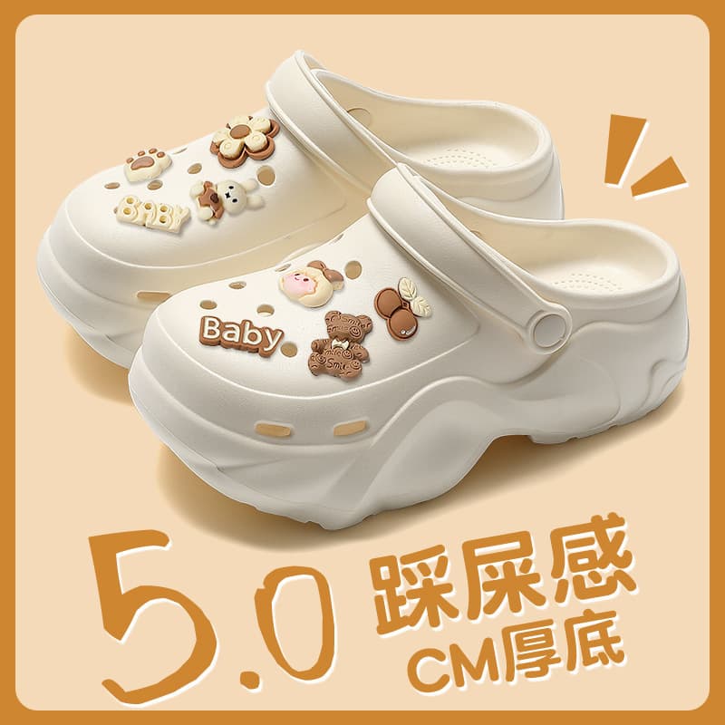 Crocs Style Slippers for Women Summer Outdoor Thick Sole 2024 New Fashion Beach Sandals Clog Toe Sandals for Women