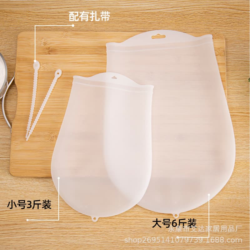 Kitchen Silicone Dough Mixing Bag Freshness Preservation Bag with Tie Baking Noodle Tool Rising Dough Supplementary Food